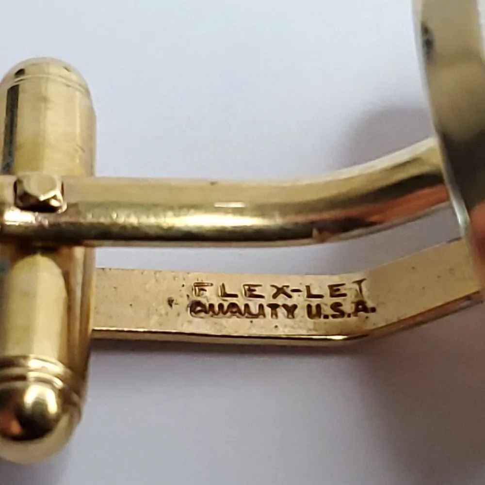 Vintage Gold Tone Cufflinks Starburst Oval Clear Rhinestone Crystal